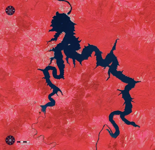 Krajowa mozaika Sentinel-2 CIR Jezioro Solińskie 2021