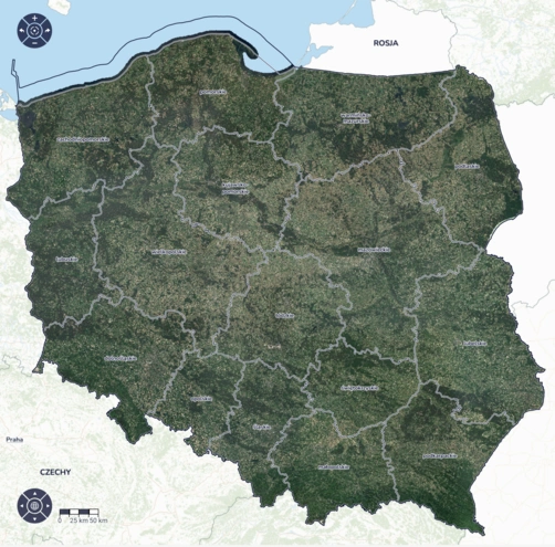 S2GM mozaika Sentinel-2 2023, RGB - obszar całego kraju