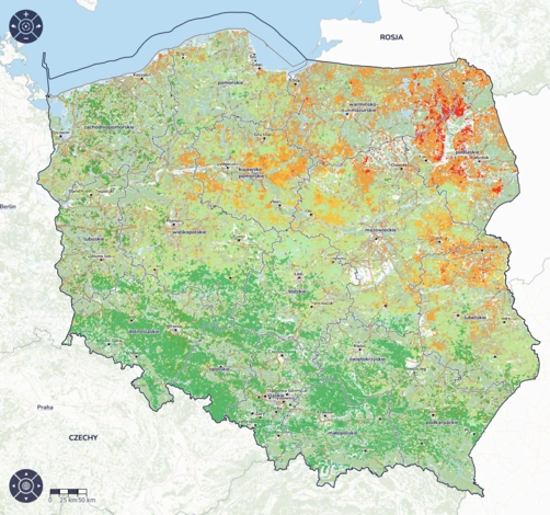 Susza rolnicza – warunki wzrostu upraw, cały kraj – 2024