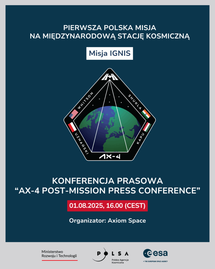 Zaproszenie: konferencja prasowa online z udziałem załogi misji Ax-4